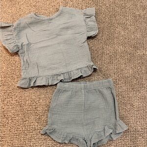 Ruffled Two-Piece Set in sage Green